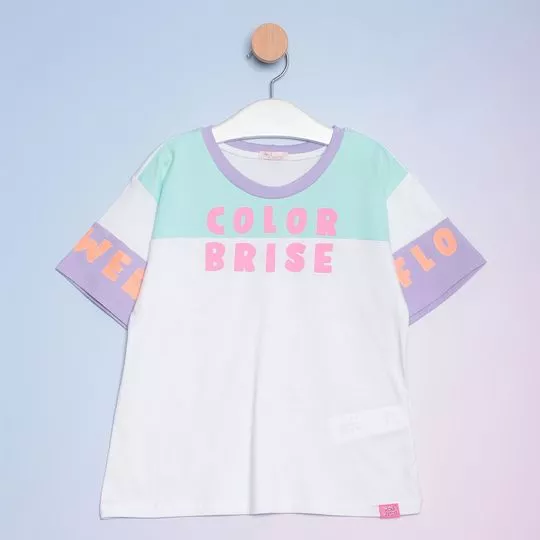 Blusa Com Inscrições -  Off White & Rosa - Mon Sucré