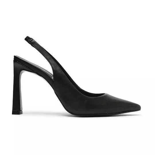 Slingback Com Elástico -  Preto -  Salto: 9,5cm - My Shoes