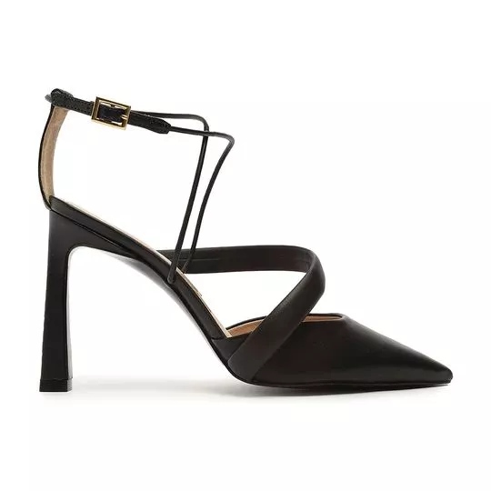 Slingback Com Tira -  Preto -  Salto: 9,5cm - My Shoes