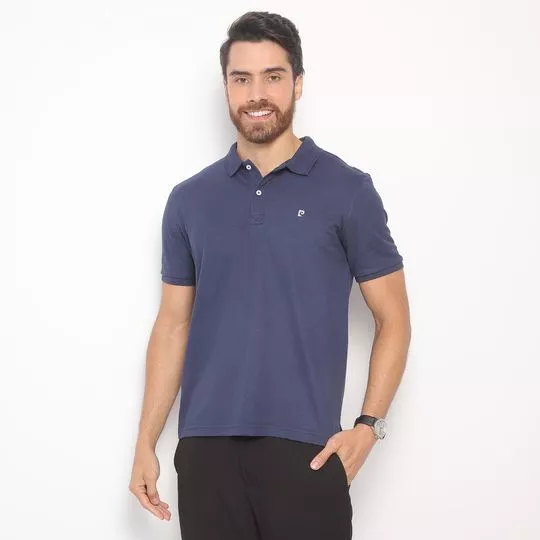 Polo Básica Piquê Logo -   Azul Marinho - Pierre Cardin