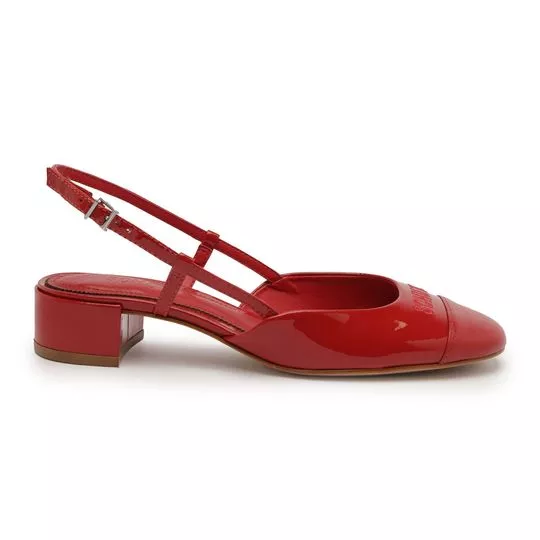 Slingback Em Couro -   Vermelho -   Salto: 4cm - Schutz