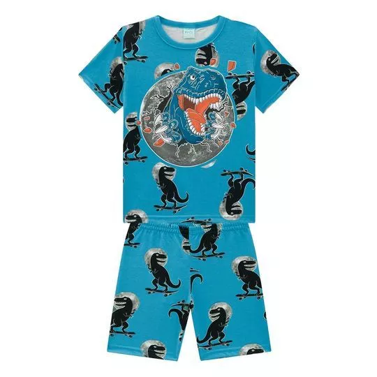 Pijama Dinossauros -  Azul & Preto - Kyly