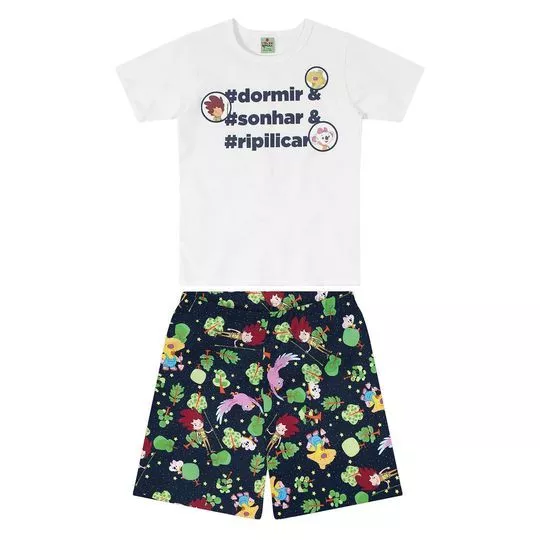 Pijama Infantil Mundo Ripilica -  Branco & Azul Marinho - LILICA RIPILICA & TIGOR