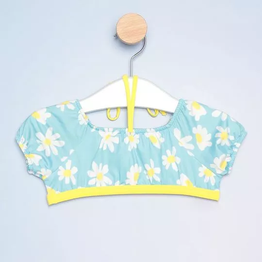 Top Floral -  Azul & Amarelo - Mon Sucré