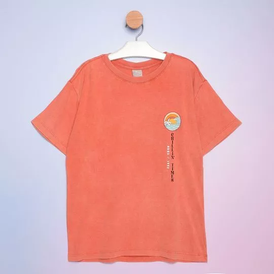 Camiseta Com Inscrições -  Coral - Hering Kids