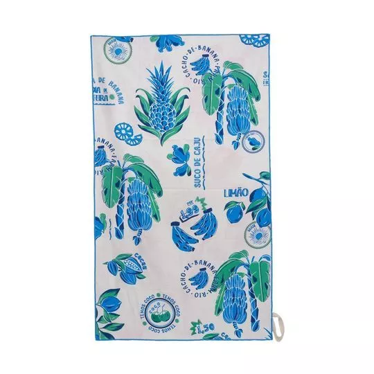 Toalha Tchibum Frutas -  Off White & Azul Claro -  76x130cm - Farm