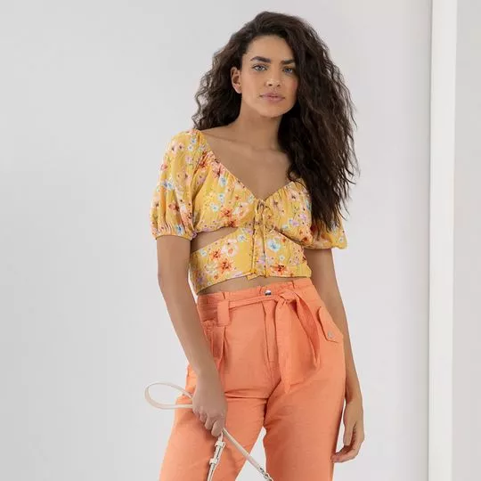 Blusa Floral -  Amarela & Laranja - LEZ A LEZ