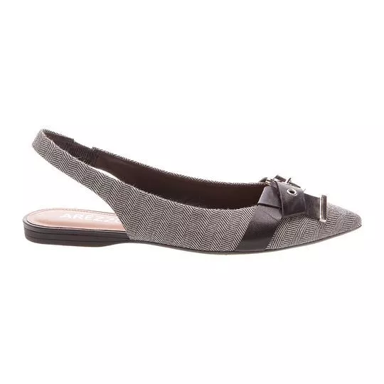 Slingback Texturizado - Preto & Branco - Arezzo & Co.