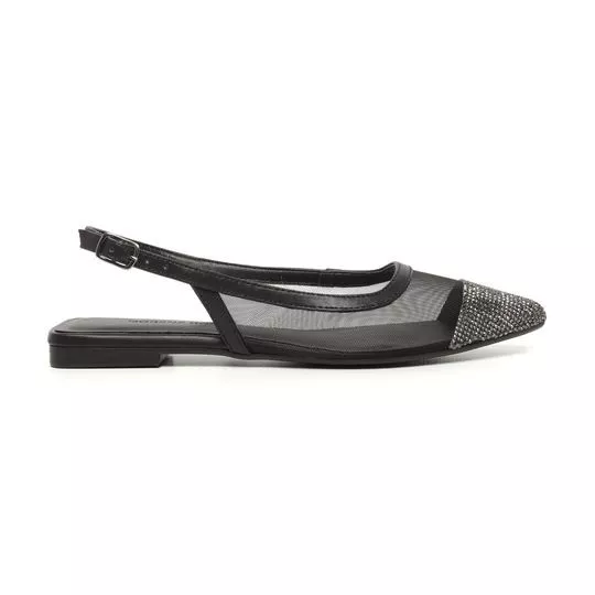 Slingback Com Tela - Preto - Morena Rosa