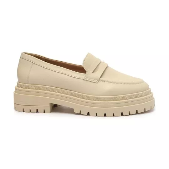 Loafer Tratorado - Bege Claro - Salto: 5,5cm - Anacapri