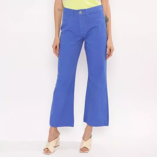 Calça Flare Em Sarja - Azul - Morena Rosa