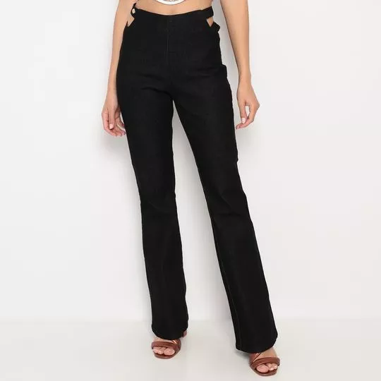 Calça Jeans Boot Cut - Preta - Morena Rosa