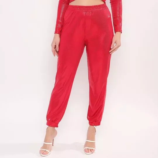 Calça Jogger Texturizada - Vermelha - Morena Rosa