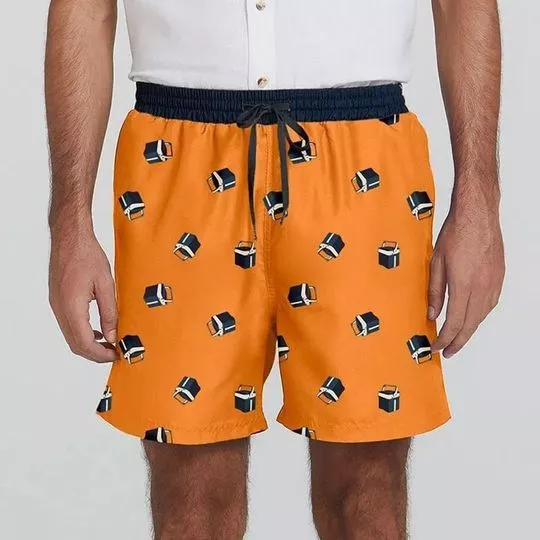 Short Abstrato - Laranja & Preto - HERING