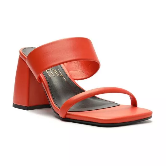 Tamanco Com Tiras - Laranja - Salto: 9cm - My Shoes