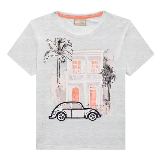 Camiseta Fusca - Cinza Claro & Laranja - Milon