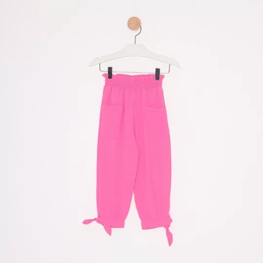 Calça Jogger Texturizada Com Amarração - Rosa - Mon Sucré