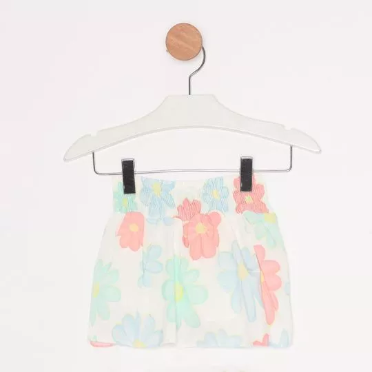 Short Floral - Off White & Azul Claro - Mon Sucré