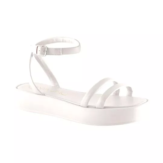 Sandália Plataforma Com Tiras - Off White - Salto: 3,4cm - VIA UNO