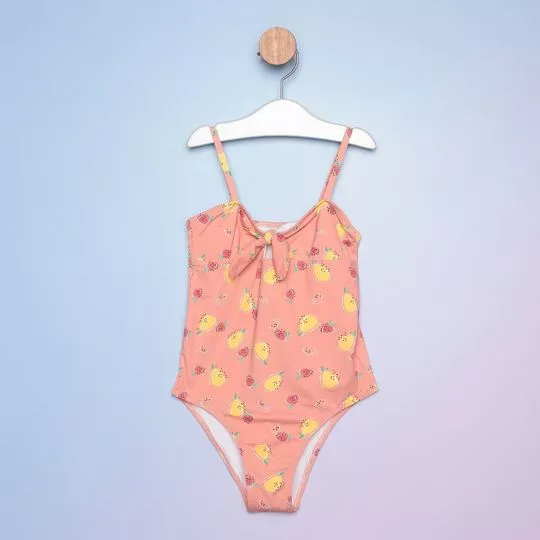 Maiô Frutas - Coral & Amarelo - Hering Kids