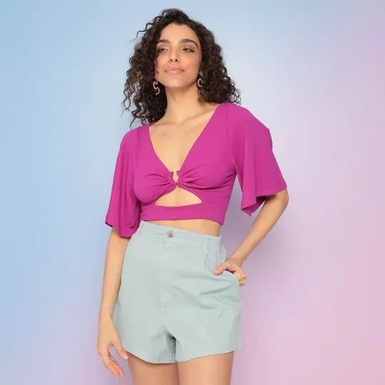 Cropped Canelado -  Roxo - Sommer