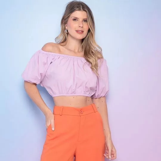 Cropped Ciganinha Com Recortes -  Lilás - Sommer