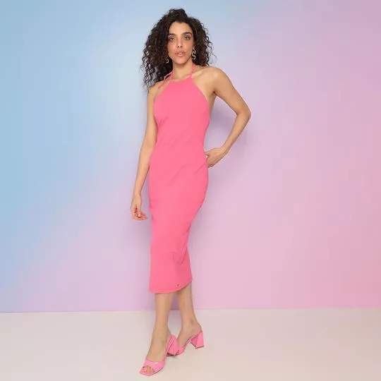 Vestido Midi Canelado -  Rosa - Sommer