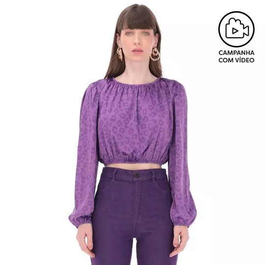 Cropped Animal Print -  Roxo & Roxo Escuro - ZINCO