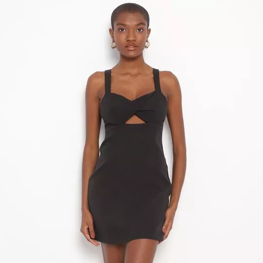 Vestido Curto Com Torção -  Preto - ZINCO