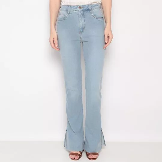 Calça Jeans Flare Com Fendas -  Azul Claro - ZINCO