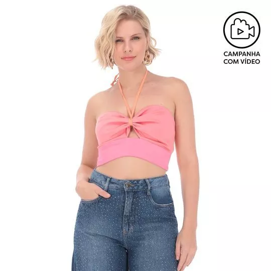 Cropped Com Recortes -  Rosa & Laranja - ZINCO