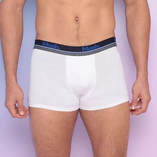 Cueca Boxer Mash® -  Branca & Cinza Escuro - Mash