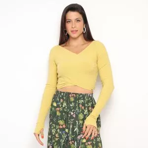 Cropped Canelado<BR> -  Amarelo<BR> - LEZ A LEZ