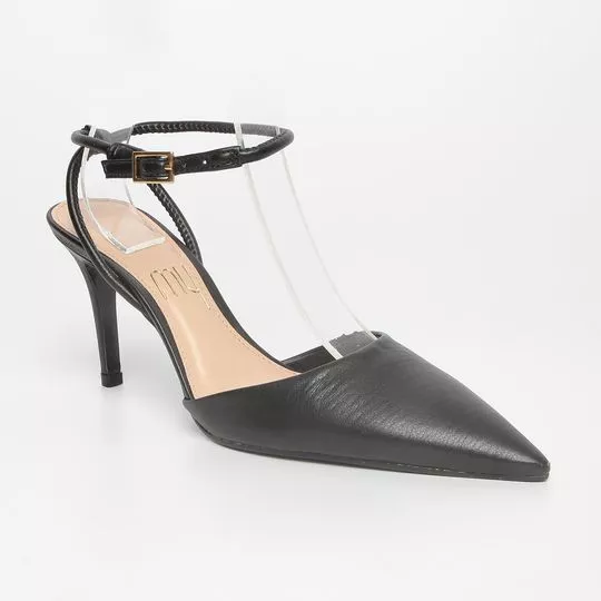 Slingback Com Fivela -  Preto -  Salto: 9cm -  My Shoes