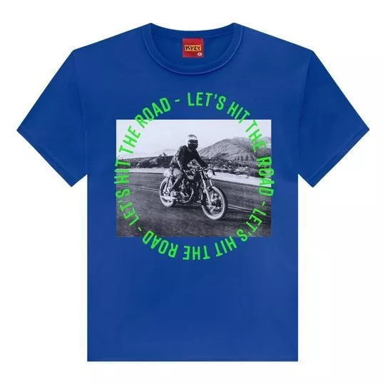 Camiseta Motociclista - Azul & Preta - Kyly