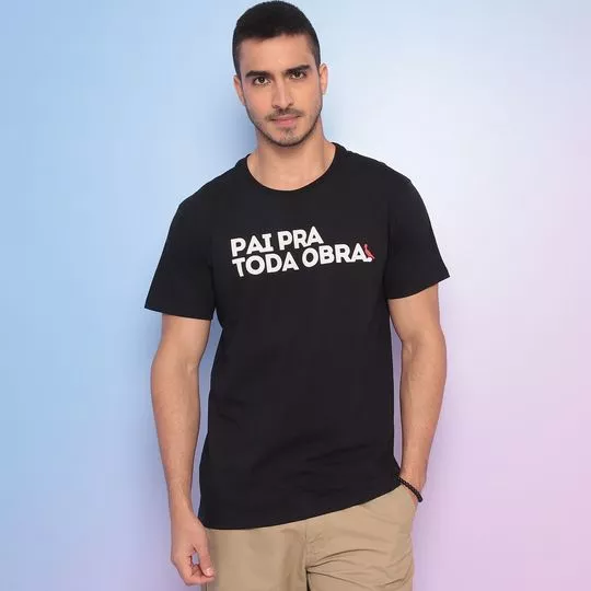 Camiseta Com Inscrições -  Preta & Off White -   Reserva