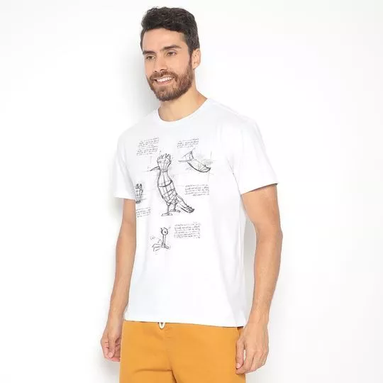 Camiseta Pica Pau -  Branca & Cinza Escuro -   Reserva