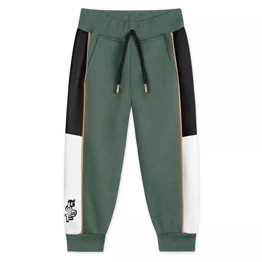 Calça Jogger Com Recortes -  Verde Militar & Preta -   LILICA RIPILICA & TIGOR