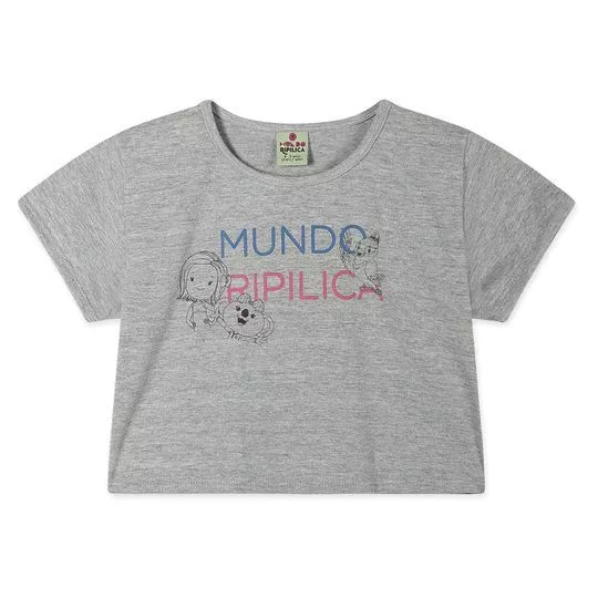 Cropped Mundo Ripilica® -   Cinza & Rosa -   LILICA RIPILICA & TIGOR