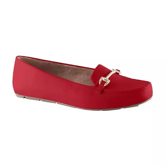 Mocassim Com Aviamento -   Vermelho Escuro -   VIA UNO