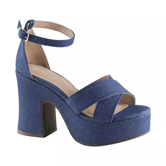 Sandália Meia Pata Jeans -   Azul Escuro -   Salto: 11cm -  VIA UNO