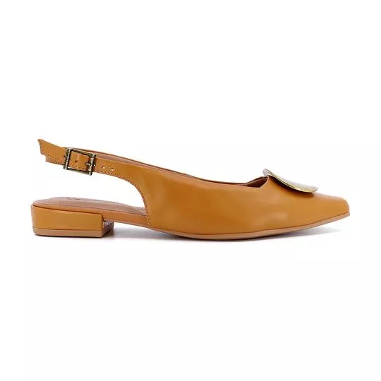 Slingback Em Couro -  Caramelo -   Usaflex