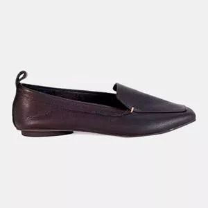 Slipper Em Couro<BR>- Preto