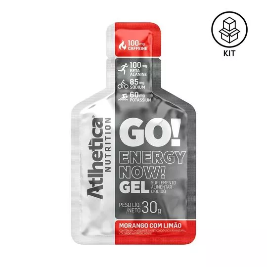 Go! Energy Now Gel - Morango Com Limão - 10 Sachês - Atlhetica Nutrition