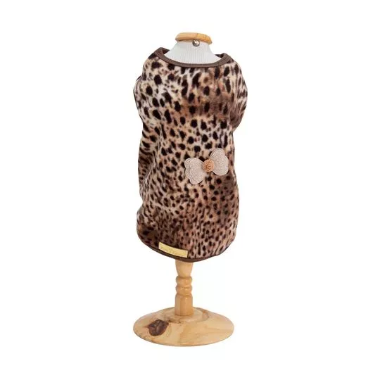 Blusa Básica Animal Print-  Marrom & Preta-  Tamanho: EGG- Luppet