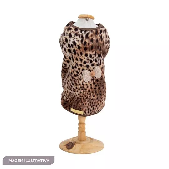 Blusa Básica Animal Print-  Marrom & Preta-  Tamanho: GG- Luppet