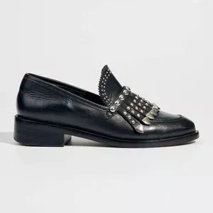 Loafer Com Rebites<BR>- Preto