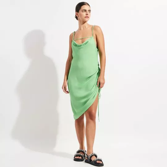 Vestido Midi Acetinado - Verde Claro