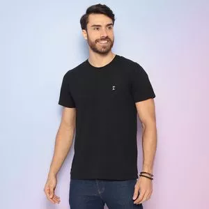 Camiseta Com Bordado<BR>- Preta & Branca