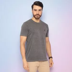 Camiseta Com Bordado<BR>- Preta